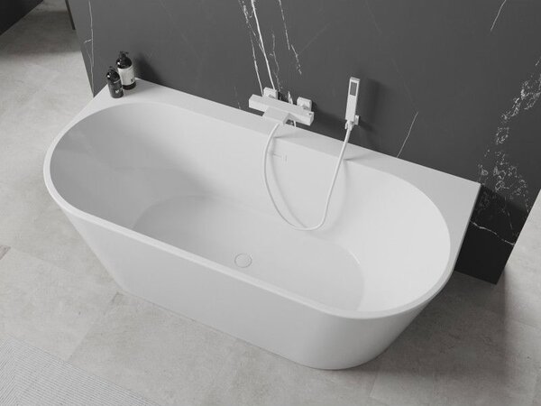 Mexen Oval+ szabadon álló falhoz állított kád 170 x 80 cm, fehér, fehér túlfolyó - 52681708000-20