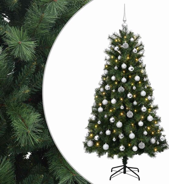 Mű zsanéros karácsonyfa gömbökkel 150 cm 150 LED Meleg fehér