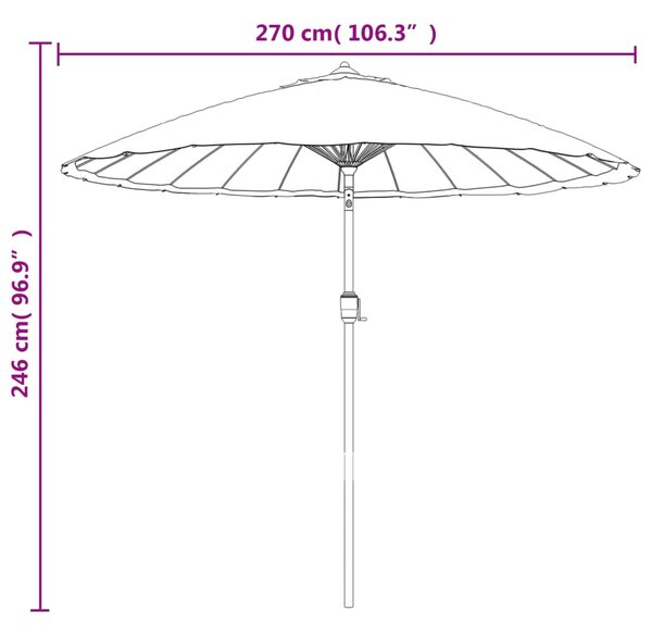VidaXL tópszínű kerti napernyő alumínium tartórúddal 270 cm