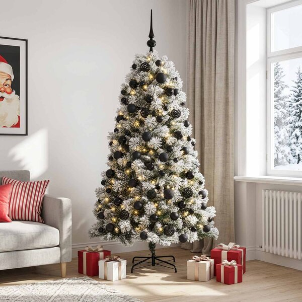 Mű zsanéros karácsonyfa gömbökkel 180 cm 300 LED Meleg fehér