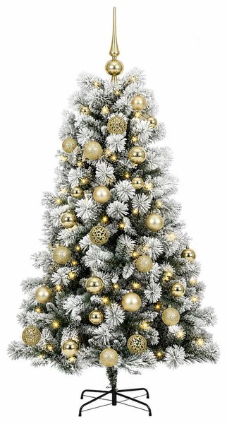 Mű zsanéros karácsonyfa gömbökkel 150 cm 150 LED Meleg fehér