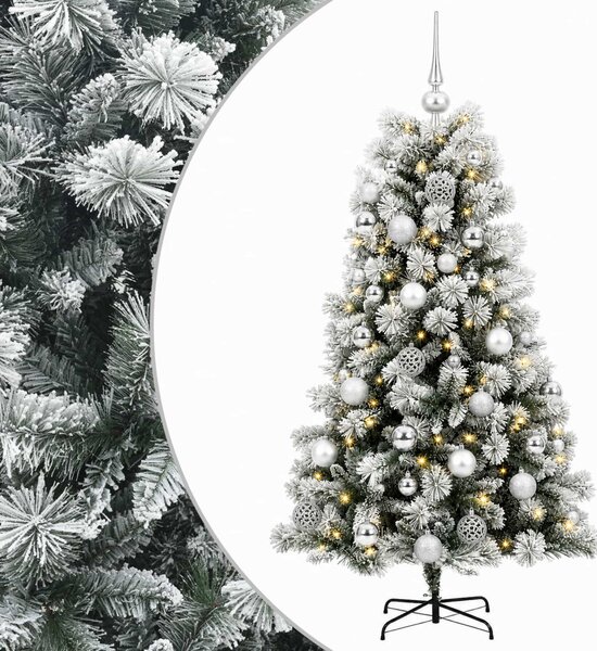 Mű zsanéros karácsonyfa gömbökkel 150 cm 150 LED Meleg fehér