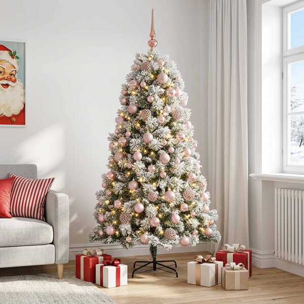 Mű zsanéros karácsonyfa gömbökkel 180 cm 300 LED Meleg fehér