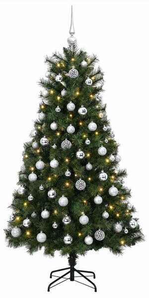 Mű zsanéros karácsonyfa gömbökkel 150 cm 150 LED Meleg fehér