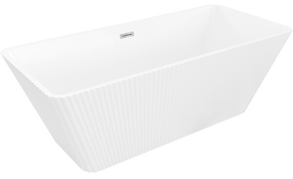 Mexen Tava szabadon álló, bordázott kád 170 x 75 cm, fehér, krómozott túlfolyó - 52851707500-01