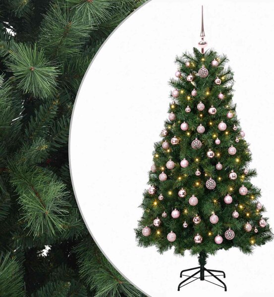 Mű zsanéros karácsonyfa gömbökkel 150 cm 150 LED Meleg fehér