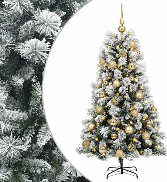 Mű zsanéros karácsonyfa gömbökkel 150 cm 150 LED Meleg fehér