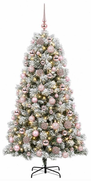 Mű zsanéros karácsonyfa gömbökkel 180 cm 300 LED Meleg fehér