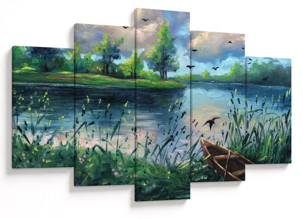 Kép - olajfestmény, Nyári este a tónál (150x105 cm)