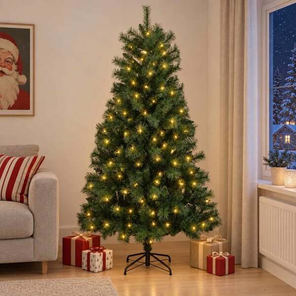 Műanyag Hajtogatós Karácsonyfa 150 cm 150 LED Meleg fehér