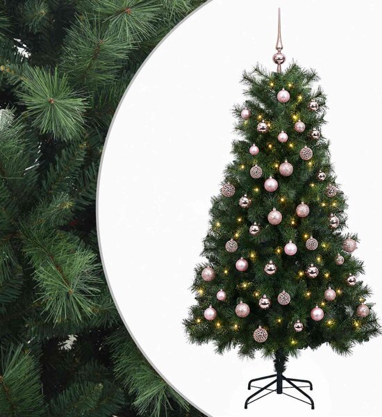 Mű zsanéros karácsonyfa gömbökkel 180 cm 300 LED Meleg fehér