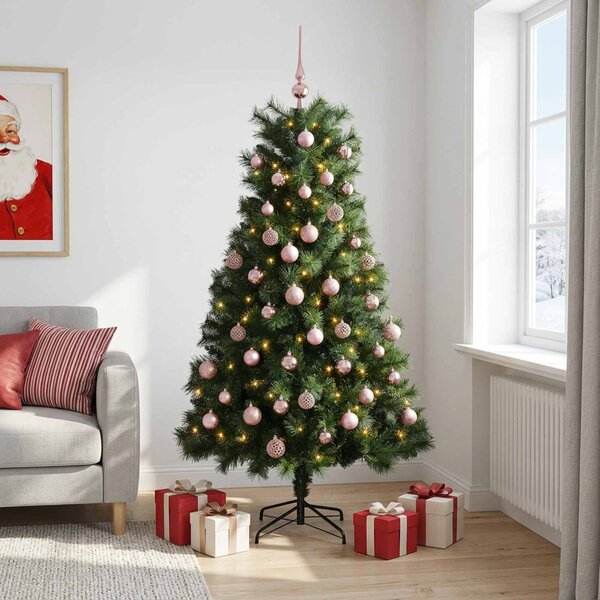 Mű zsanéros karácsonyfa gömbökkel 180 cm 300 LED Meleg fehér