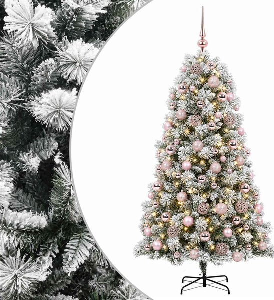 Mű zsanéros karácsonyfa gömbökkel 180 cm 300 LED Meleg fehér