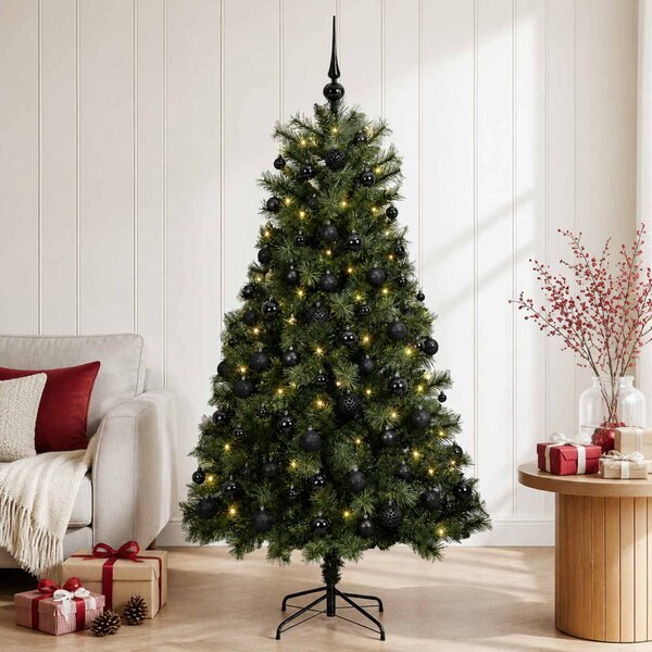 Mű zsanéros karácsonyfa gömbökkel 150 cm 150 LED Meleg fehér
