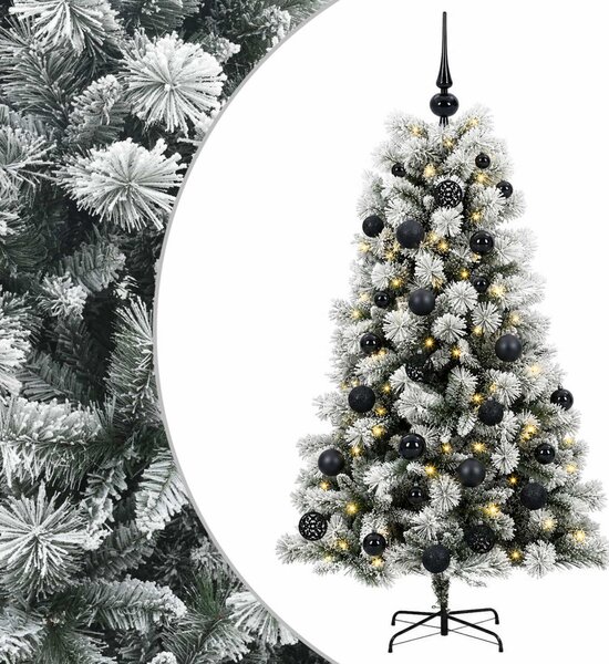 Mű zsanéros karácsonyfa gömbökkel 150 cm 150 LED Meleg fehér