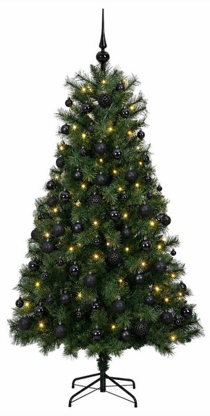 Mű zsanéros karácsonyfa gömbökkel 150 cm 150 LED Meleg fehér