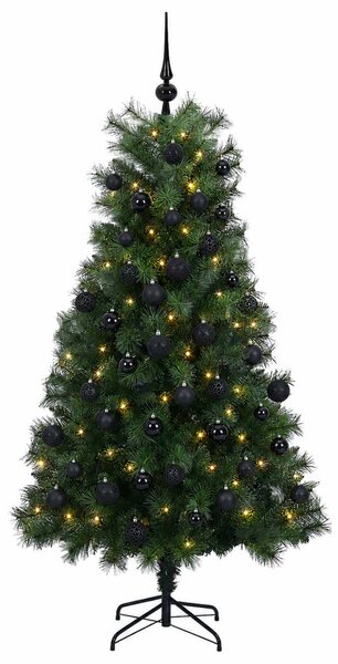 Mű zsanéros karácsonyfa gömbökkel 180 cm 300 LED Meleg fehér