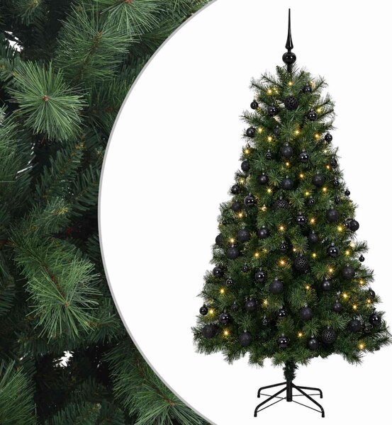 Mű zsanéros karácsonyfa gömbökkel 150 cm 150 LED Meleg fehér
