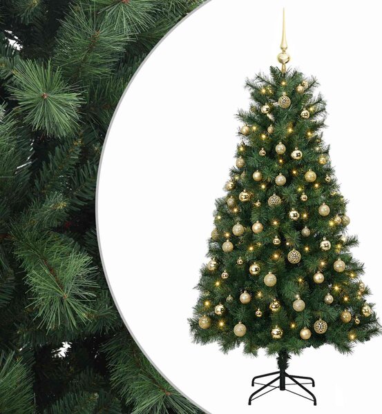 Mű zsanéros karácsonyfa gömbökkel 150 cm 150 LED Meleg fehér