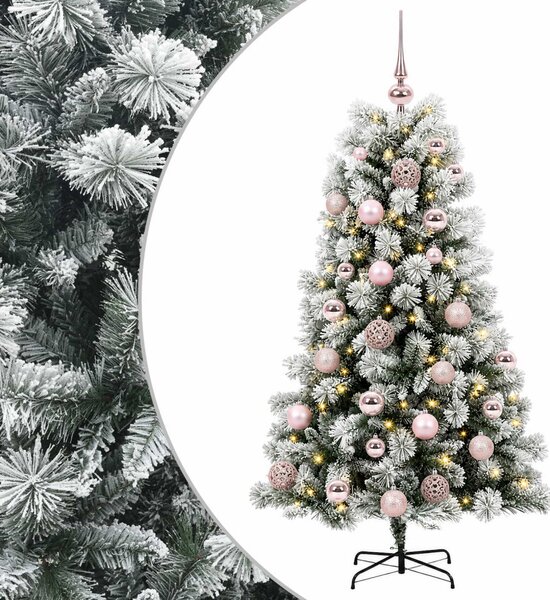 Mű zsanéros karácsonyfa gömbökkel 150 cm 150 LED Meleg fehér