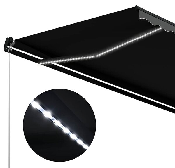 Antracitszürke kézzel kihúzható LED-es napellenző 300 x 250 cm