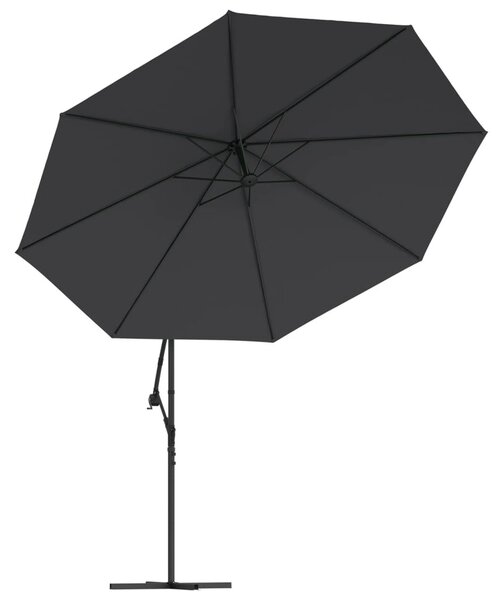 Fekete konzolos napernyő LED-világítással 350 cm