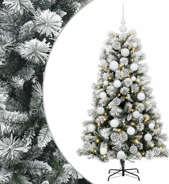 Mű zsanéros karácsonyfa gömbökkel 150 cm 150 LED Meleg fehér