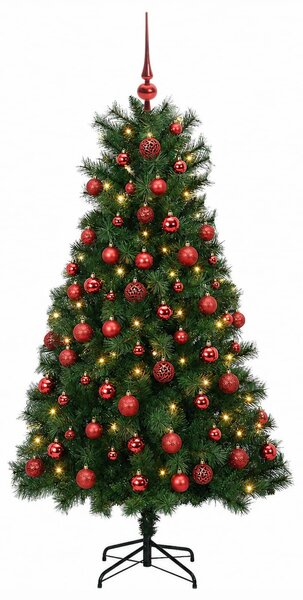 Mű zsanéros karácsonyfa gömbökkel 150 cm 150 LED Meleg fehér