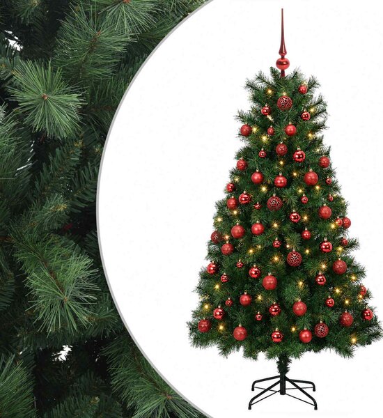 Mű zsanéros karácsonyfa gömbökkel 150 cm 150 LED Meleg fehér