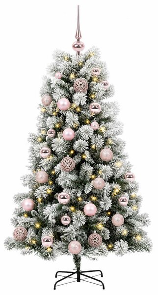 Mű zsanéros karácsonyfa gömbökkel 150 cm 150 LED Meleg fehér