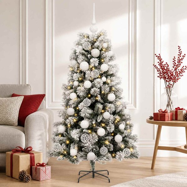 Mű zsanéros karácsonyfa gömbökkel 150 cm 150 LED Meleg fehér
