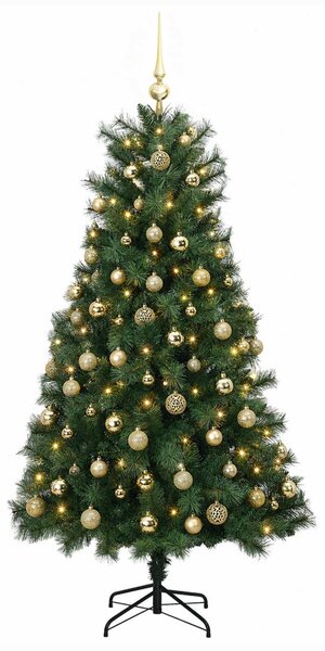 Mű zsanéros karácsonyfa gömbökkel 150 cm 150 LED Meleg fehér