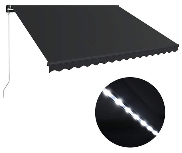 Antracitszürke kézzel kihúzható LED-es napellenző 450 x 300 cm