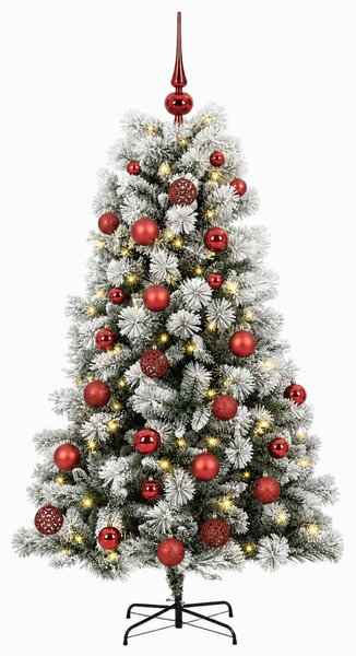 Mű zsanéros karácsonyfa gömbökkel 150 cm 150 LED Meleg fehér