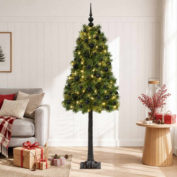 Mű zsanéros karácsonyfa gömbökkel 120 cm 150 LED Meleg fehér