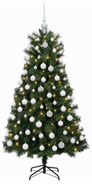 Mű zsanéros karácsonyfa gömbökkel 150 cm 150 LED Meleg fehér