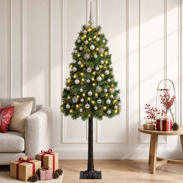 Mű zsanéros karácsonyfa gömbökkel 120 cm 150 LED Meleg fehér
