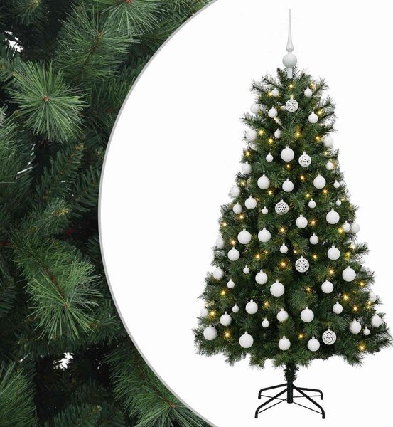 Mű zsanéros karácsonyfa gömbökkel 150 cm 150 LED Meleg fehér