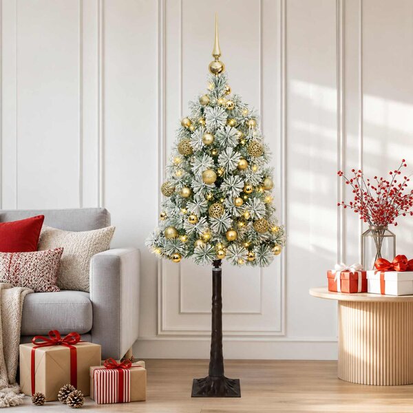 Mű zsanéros karácsonyfa gömbökkel 120 cm 150 LED Meleg fehér