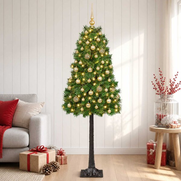 Mű zsanéros karácsonyfa gömbökkel 120 cm 150 LED Meleg fehér