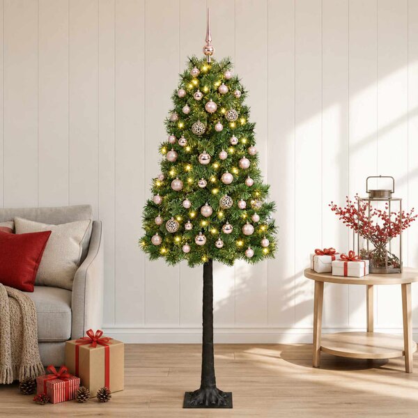 Mű zsanéros karácsonyfa gömbökkel 120 cm 150 LED Meleg fehér