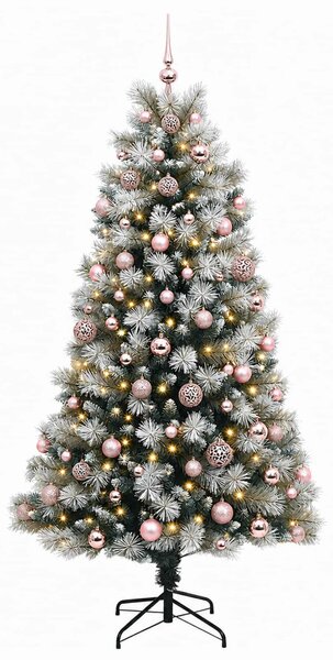 Mű zsanéros karácsonyfa gömbökkel 180 cm 300 LED Meleg fehér