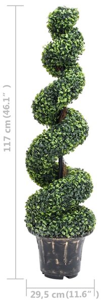 Zöld spirálalakú cserepes műpuszpáng 117 cm