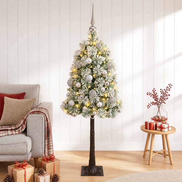 Mű zsanéros karácsonyfa gömbökkel 120 cm 150 LED Meleg fehér