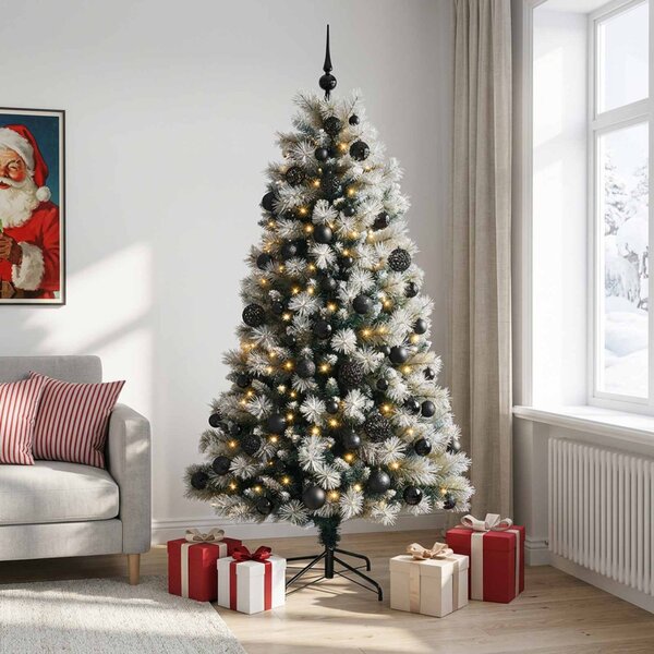 Mű zsanéros karácsonyfa gömbökkel 180 cm 300 LED Meleg fehér