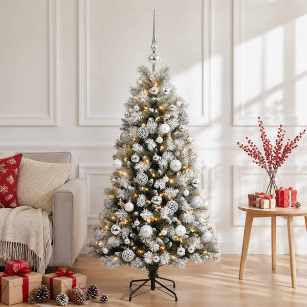 Mű zsanéros karácsonyfa gömbökkel 120 cm 150 LED Meleg fehér
