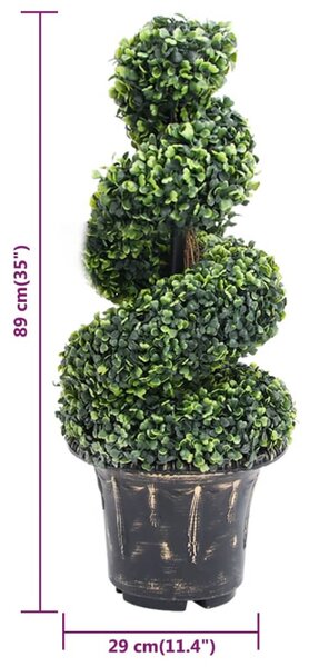 Zöld spirálalakú cserepes műpuszpáng 89 cm