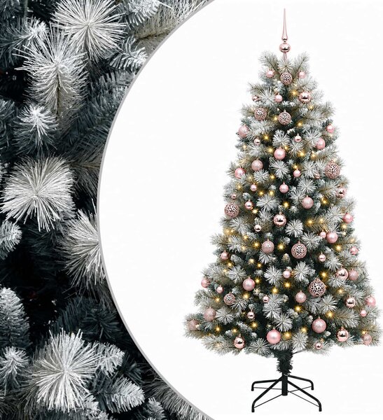 Mű zsanéros karácsonyfa gömbökkel 180 cm 300 LED Meleg fehér