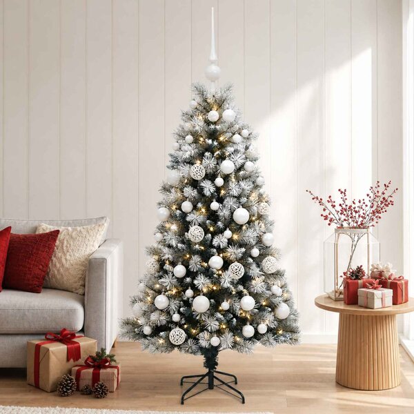 Mű zsanéros karácsonyfa gömbökkel 120 cm 150 LED Meleg fehér