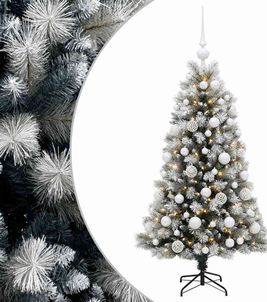 Mű zsanéros karácsonyfa gömbökkel 120 cm 150 LED Meleg fehér